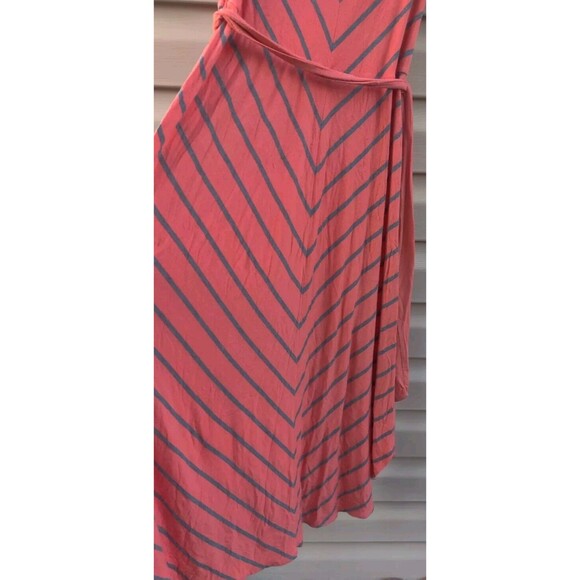 Liz Lang Maternity Womens Size XS TP Maxi Dress Orange Gray Stripe Tie Belt Baby - Picture 6 of 12
